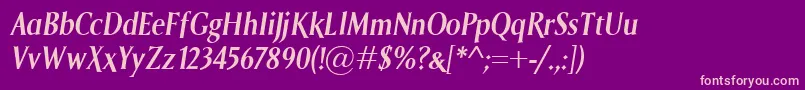 SagaSemiboldItalic Font – Pink Fonts on Purple Background