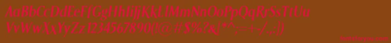SagaSemiboldItalic-Schriftart – Rote Schriften auf braunem Hintergrund