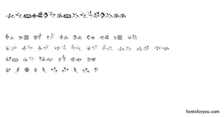 Czcionka RoughFleuronsFree (67301) – alfabet, cyfry, specjalne znaki