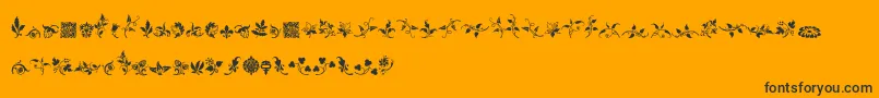 RoughFleuronsFree-fontti – mustat fontit oranssilla taustalla