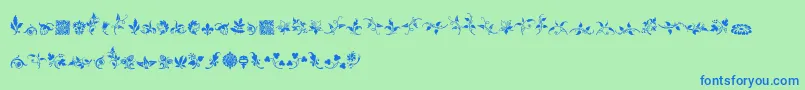 Czcionka RoughFleuronsFree – niebieskie czcionki na zielonym tle