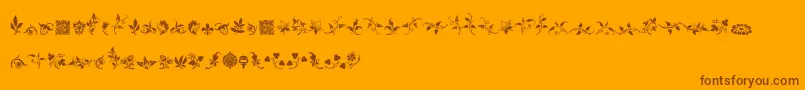 RoughFleuronsFree-Schriftart – Braune Schriften auf orangefarbenem Hintergrund