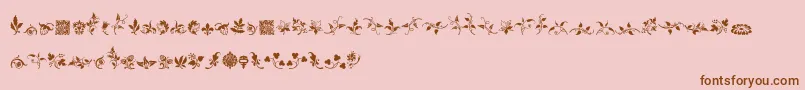 フォントRoughFleuronsFree – ピンクの背景に茶色のフォント