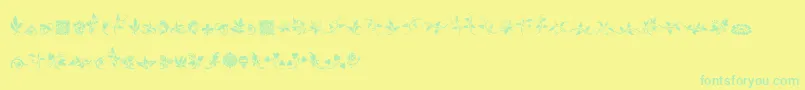 RoughFleuronsFree Font – Green Fonts on Yellow Background