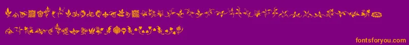 フォントRoughFleuronsFree – 紫色の背景にオレンジのフォント