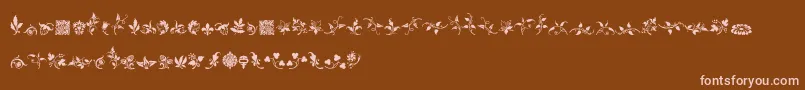 Czcionka RoughFleuronsFree – różowe czcionki na brązowym tle