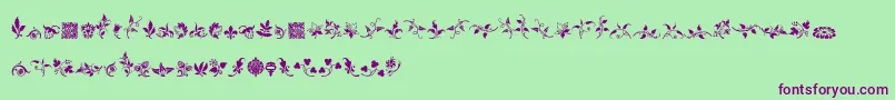 Шрифт RoughFleuronsFree – фиолетовые шрифты на зелёном фоне