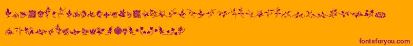 Czcionka RoughFleuronsFree – fioletowe czcionki na pomarańczowym tle
