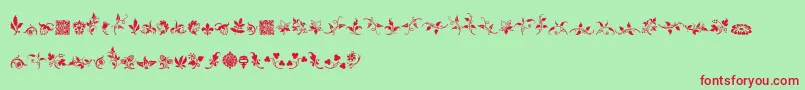 RoughFleuronsFree-Schriftart – Rote Schriften auf grünem Hintergrund