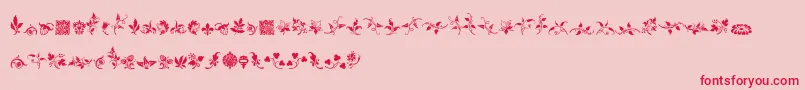 Czcionka RoughFleuronsFree – czerwone czcionki na różowym tle