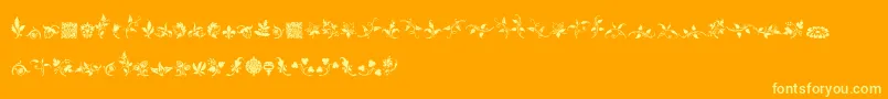 RoughFleuronsFree-Schriftart – Gelbe Schriften auf orangefarbenem Hintergrund