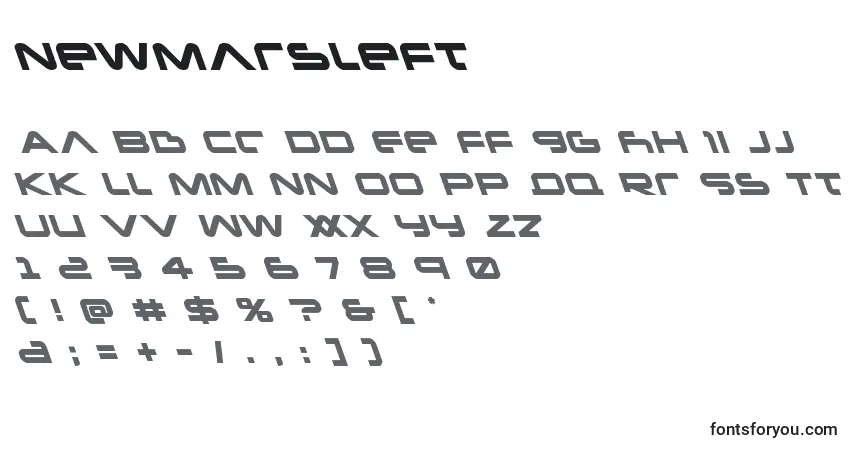 Шрифт Newmarsleft – алфавит, цифры, специальные символы
