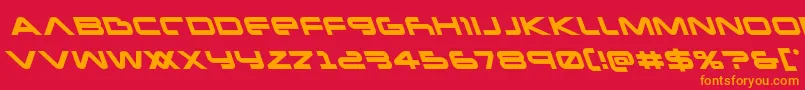 Newmarsleft-Schriftart – Orangefarbene Schriften auf rotem Hintergrund
