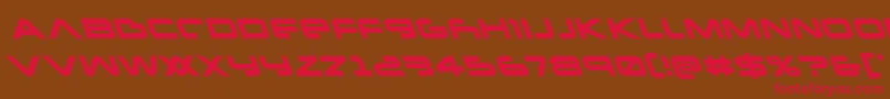 フォントNewmarsleft – 赤い文字が茶色の背景にあります。