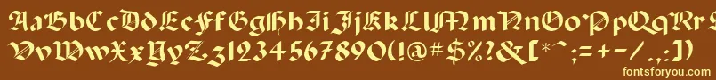 PaganiniRegular-fontti – keltaiset fontit ruskealla taustalla