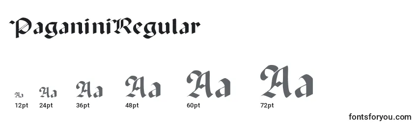 Размеры шрифта PaganiniRegular