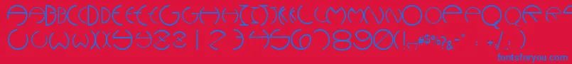 WannabeescapssskRegular-Schriftart – Blaue Schriften auf rotem Hintergrund