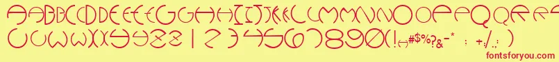 WannabeescapssskRegular Font – Red Fonts on Yellow Background