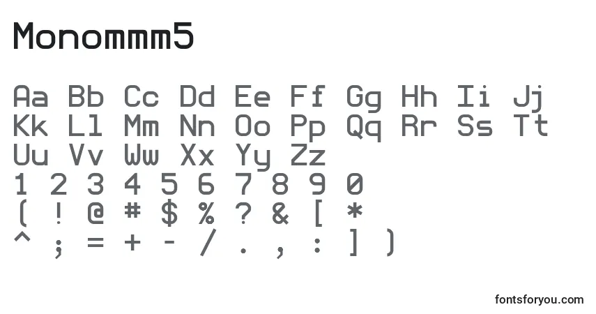 A fonte Monommm5 – alfabeto, números, caracteres especiais