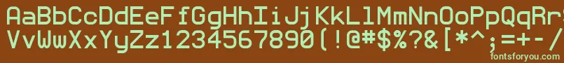 フォントMonommm5 – 緑色の文字が茶色の背景にあります。