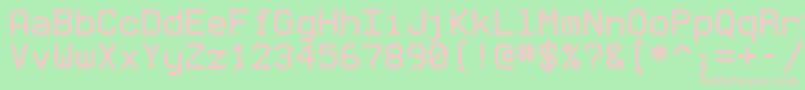 Monommm5-fontti – vaaleanpunaiset fontit vihreällä taustalla