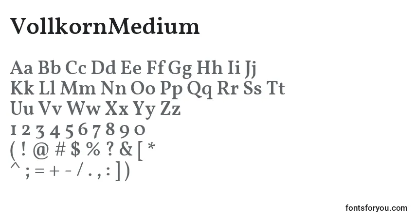 A fonte VollkornMedium – alfabeto, números, caracteres especiais