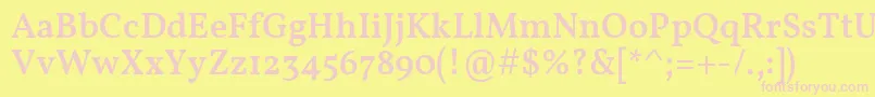VollkornMedium-fontti – vaaleanpunaiset fontit keltaisella taustalla