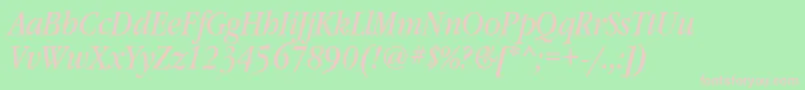 GaramondbooknarrowcttItalic Font – Pink Fonts on Green Background