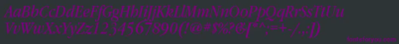 Шрифт GaramondbooknarrowcttItalic – фиолетовые шрифты на чёрном фоне