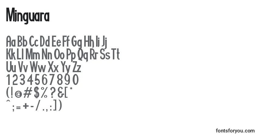 A fonte Minguara – alfabeto, números, caracteres especiais