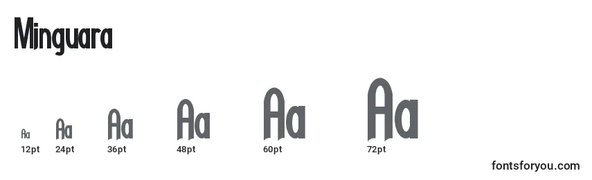 Размеры шрифта Minguara