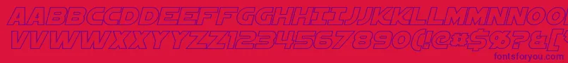 Fonte StarkillerOutlineItalic – fontes roxas em um fundo vermelho