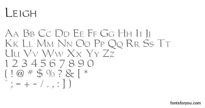 A fonte Leigh – alfabeto, números, caracteres especiais