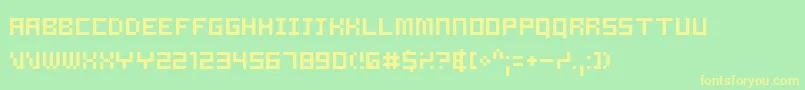 フォントSamson – 黄色の文字が緑の背景にあります
