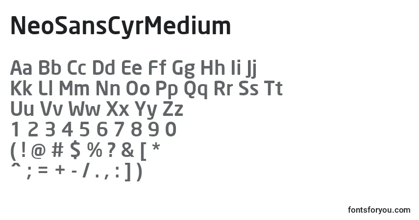 NeoSansCyrMediumフォント–アルファベット、数字、特殊文字