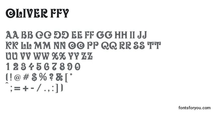 A fonte Oliver ffy – alfabeto, números, caracteres especiais