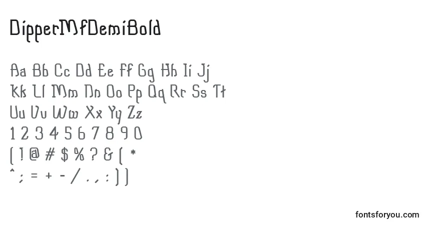 A fonte DipperMfDemiBold – alfabeto, números, caracteres especiais