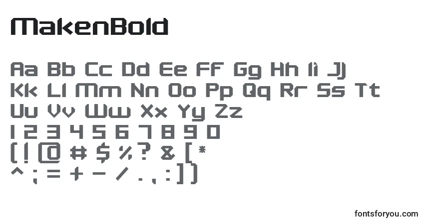Шрифт MakenBold – алфавит, цифры, специальные символы
