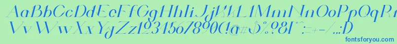 ValkyrieExtendedItalic-fontti – siniset fontit vihreällä taustalla