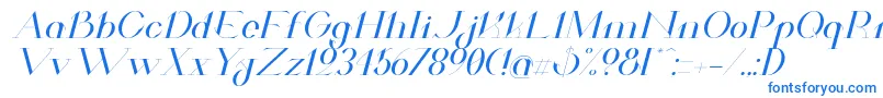 フォントValkyrieExtendedItalic – 白い背景に青い文字