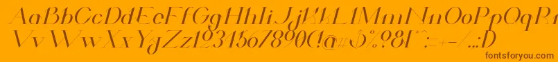 Weitere Informationen zur ValkyrieExtendedItalic-Schriftart ValkyrieExtendedItalic-Schriftart – Braune Schriften auf orangefarbenem Hintergrund