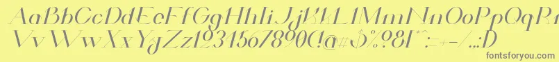 ValkyrieExtendedItalic-Schriftart – Graue Schriften auf gelbem Hintergrund