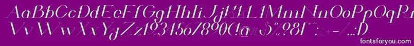 ValkyrieExtendedItalic-Schriftart – Grüne Schriften auf violettem Hintergrund