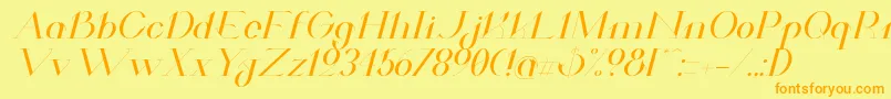 ValkyrieExtendedItalic-Schriftart – Orangefarbene Schriften auf gelbem Hintergrund