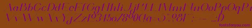 フォントValkyrieExtendedItalic – 紫色のフォント、茶色の背景