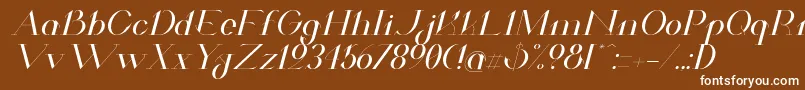 Weitere Informationen zur ValkyrieExtendedItalic-Schriftart ValkyrieExtendedItalic-Schriftart – Weiße Schriften auf braunem Hintergrund