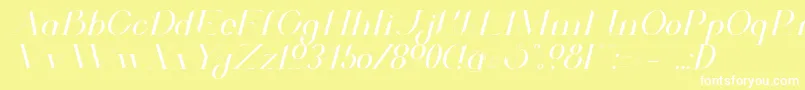 ValkyrieExtendedItalic-Schriftart – Weiße Schriften auf gelbem Hintergrund