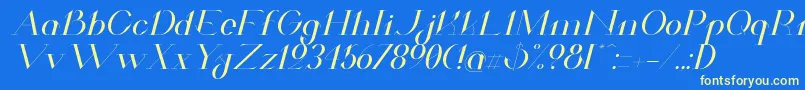 フォントValkyrieExtendedItalic – 黄色の文字、青い背景