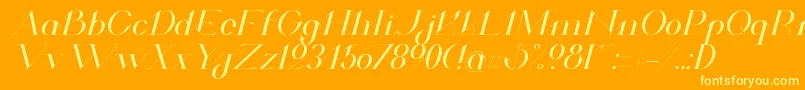 ValkyrieExtendedItalic-fontti – keltaiset fontit oranssilla taustalla