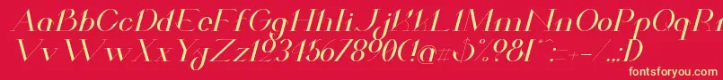 ValkyrieExtendedItalic-fontti – keltaiset fontit punaisella taustalla